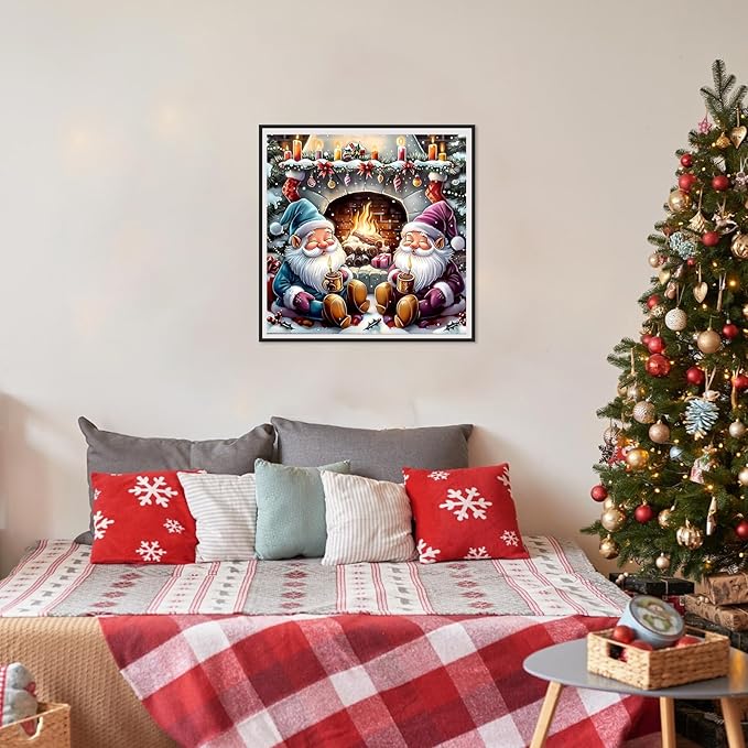 SENQAO Gnome Diamond Art Kits for Adult, Christmas Diamond Painting Kits for Beginners, DIY Full Drill Winter Holdiay Rhinestone Diamond Dots Gem Painting Art Craft Home Decor 12 x12 Inch