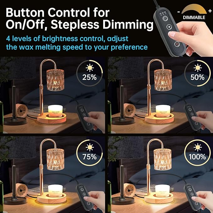 Candle Warmer Lamp with Timer Dimmable, Adjustable Height, House Warming Gifts New Home Decor, Mothers Day Birthday Gifts for Mom Women, Bedroom Decor with 2 Bulbs (Elegant Teardrop)