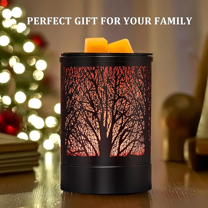 Enaroma Fragrance Wax Melts Warmer with 7 Colors LED Changing Light Classic Black Forest Design Scent Oil Candle Warmer for Home Black Forest