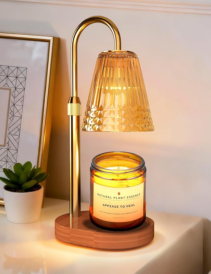 Candle Warmer Lamp with Timer, Dimmable Candle Lamp Warmer, Height Adjustable, Birthday Gifts for Women Mom, Vintage Home Decor for Scented Jar