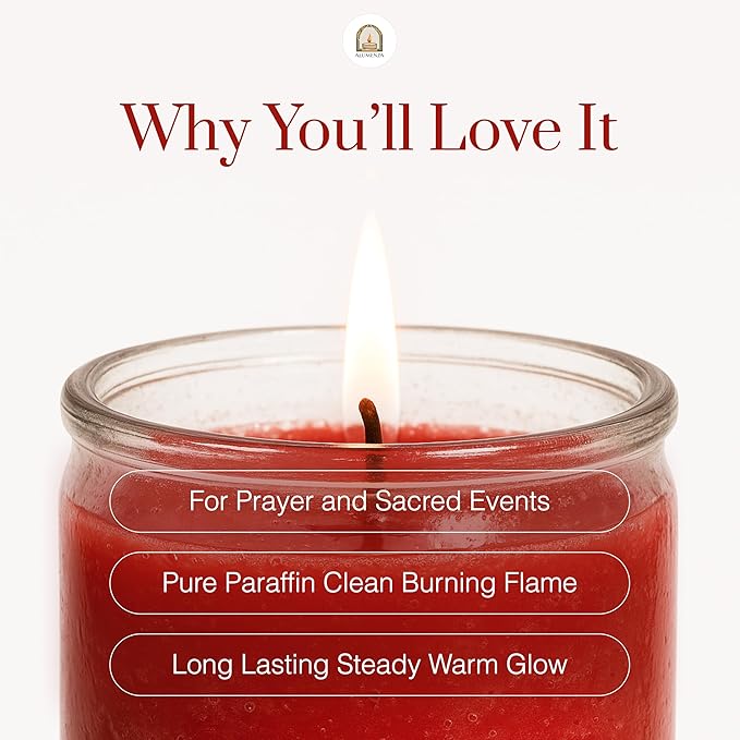 Bulk 6 Pack Red 7 Day Candles in Glass Jar – Paraffin Wax, Clean Burning Unscented | Large & Tall Devotional Prayer Pillar Candles for Home, Memorial, Spells, Long Lasting