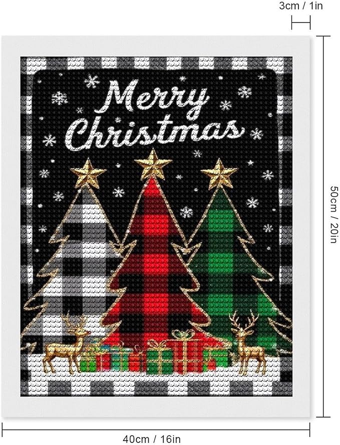 AIVKIEJK Diamond Painting Kits for Adults - Merry Christmas Tree Holiday Painting DIY 5D Full Drill Diamond Dots Paintings with Diamonds Gem Art and Crafts Home Decor 16"x20"