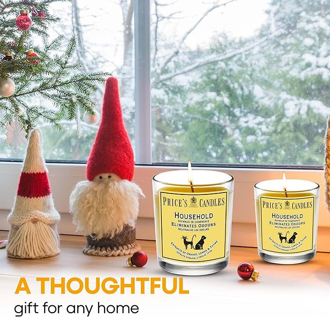 Price's - Household Pet Jar Candle - Odour Eliminating Candle - Made with Orange, Lemon & Thyme Extracts - Clean, Fresh, Quality Fragrance - Long Lasting Scent