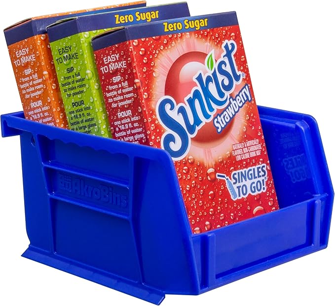 Akro-Mils 30210 AkroBins Plastic Storage Bins, Space-Saving Stackable Bins for Garage, Pantry, Craft Organization, 5" x 4" x 3", Blue,(Pack of 24)
