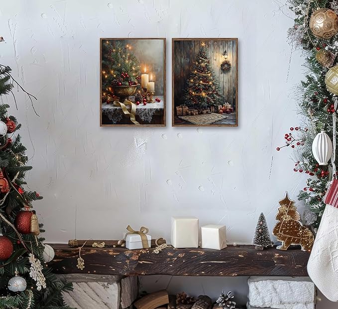 Paint by Number Kit for Adults & Kids, 2 Pack Christmas DIY Painting Kit, 16x20 Inch Canvas Each, with Brushes, Paints & Hanging Kits Unframed