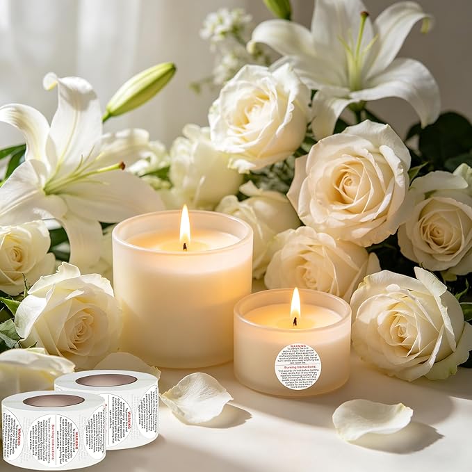 Candle Warning Labels: 2000PCS Candle Wick Stickers 1 Inch Small Candles Jars Safety Stickers Warning Labels for Candles Making Supplies