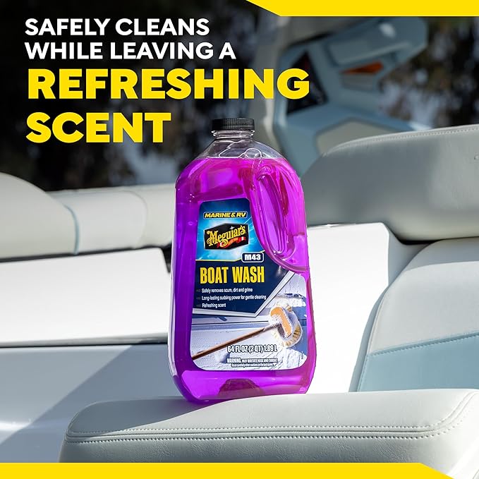Meguiar's M43 Marine/RV Boat Wash, pH-Balanced Boat/RV Wash for Protecting Fiberglass and Gel Coat, Streak-Free Shine that Keeps Surfaces Clean and Protected, 64 Oz