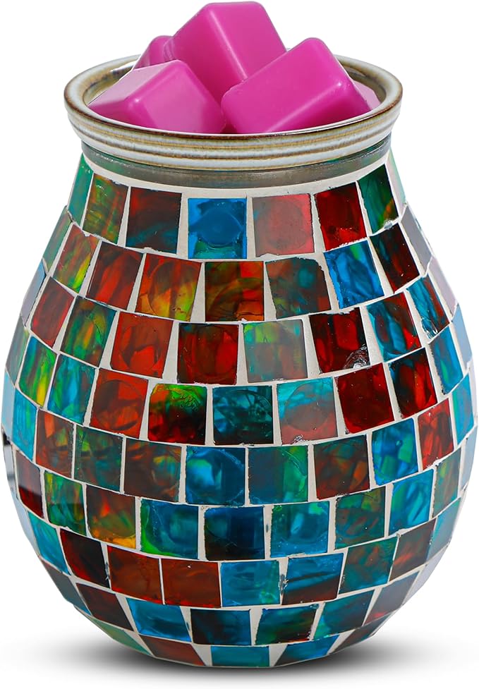 mocosa Handcrafted Mosaic Glass Electric Wax Melt Warmer Wax Burner Melter Fragrance Warmer for Home Office Bedroom Living Room Gifts, Décor