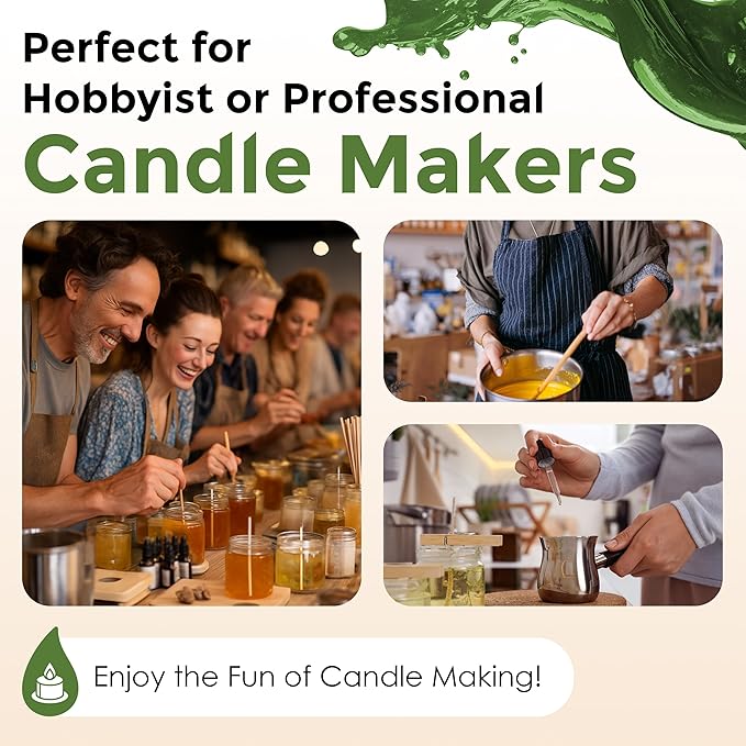 Green Liquid Candle Dye (.5 oz) - Made in the USA - Safe and Easy to Use - Pure and Simple Ingredients - Candle Making Supplies for Soy, Paraffin, Palm or Gel Wax - 10 Vibrant Colors to Choose from