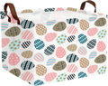 Large Cute Easter Basket for Kid Empty Gift Baby Rectangle Storage Bin Bunny Eggs Boy＆Girl Room Décor (Retro Art Easter Egg)