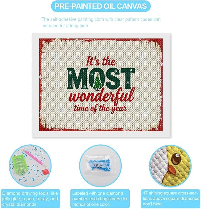 Diamond Painting Kits for Adults - Quote & Christmas Tree Humorous Most Wonderful Time of The Year Painting DIY 5D Full Drill Diamond Dots Paintings with Diamonds Gem Art And Crafts Home Decor 12"x16"