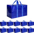 Simple Deluxe 10 Pack Extra Large Moving Bags with Lids, Reinforced Handles and Zippers, Heavy Duty Storage Tote for Moving Travel Camping Space Saving, Blue