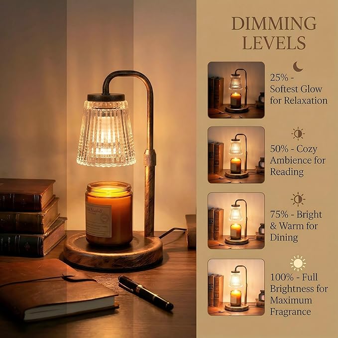 Candle Warmer Lamp with Timer & Dimmable,Wireless Remote Control Candle Warmer, Height Adjustable Wax Warmer Lamp for Jar Candles,Gifts for Women/Mom,Modern Home Decor. (Bronze)