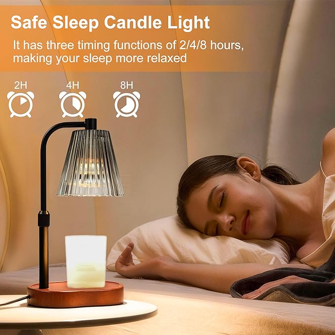 Black Candle Warmer Lamp with Timer, Birthday Gifts for Women Mom, Height Adjustable for Jar Candles, House Warming Gifts & Office Dorm Vintage Room Home Decor, Wax Warmer Lamp