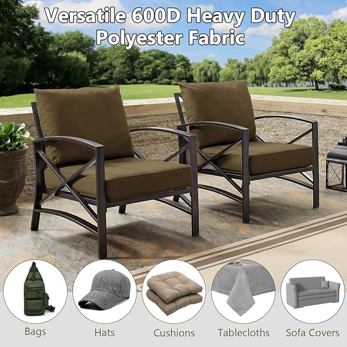 Waterproof Canvas Fabric by The Yard, 58inch 600D Upholstery Fabric Polyester Material Outdoor Water Resistant Material for Sewing Patio Chair Cushion Bag Seat Repair, 12 Yard Yellow Brown