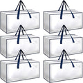 Simple Deluxe 6 Pack Extra Large Moving Bags with Backpack Straps, Strong Handles/Zippers, Heavy Duty Storage Tote for Moving Travel Camping Space Saving, White