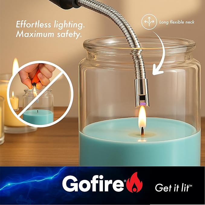 GoFire Rechargeable Electric Lighter - Windproof Flameless Arc, Flexible Neck, USB, Safety Switch