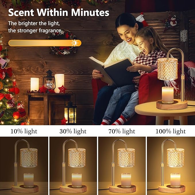 seenlast Electric Candle Lamp Warmer with Timer Dimmer Adjustable Height,Gifts for Women and Men,Vintage Home Decor