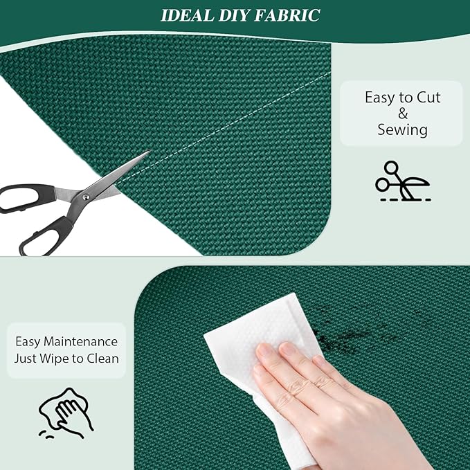 ANMINY 100% Waterproof Outdoor Fabric 3 Yards, 58" W 600D Marine Canvas Fabric with PVC Backing, Ripstop Upholstery Material by The Yard for Furniture Boat Covers Tent Awning, Emerald