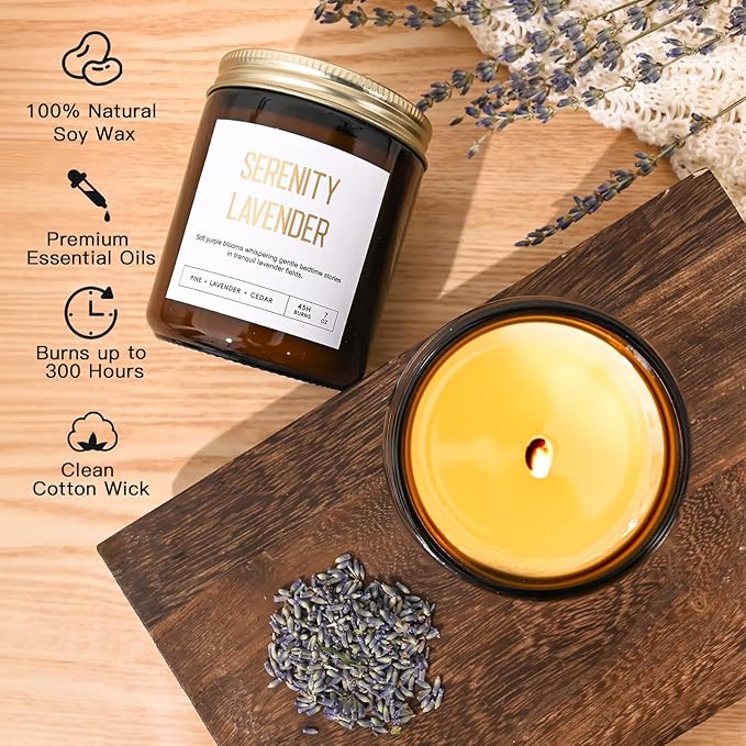 Scented Soy Candles Set for Women - 6 Pack 42oz 300Hour Candle for Home Scented, Lavender Vanilla Eucalyptus Sage Jasmine Sandalwood Candle for Spring Summer, Natural Soy Wax Aromatherapy Candles ﻿
