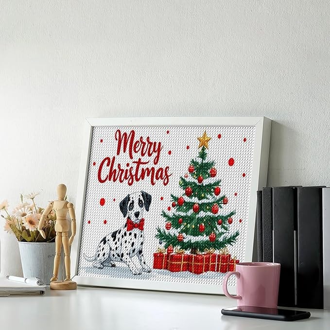 AIVKIEJK Diamond Painting Kits for Adults - Christmas Joyful Canine Holiday Painting DIY 5D Full Drill Diamond Dots Paintings with Diamonds Gem Art and Crafts Home Decor 16"x20"