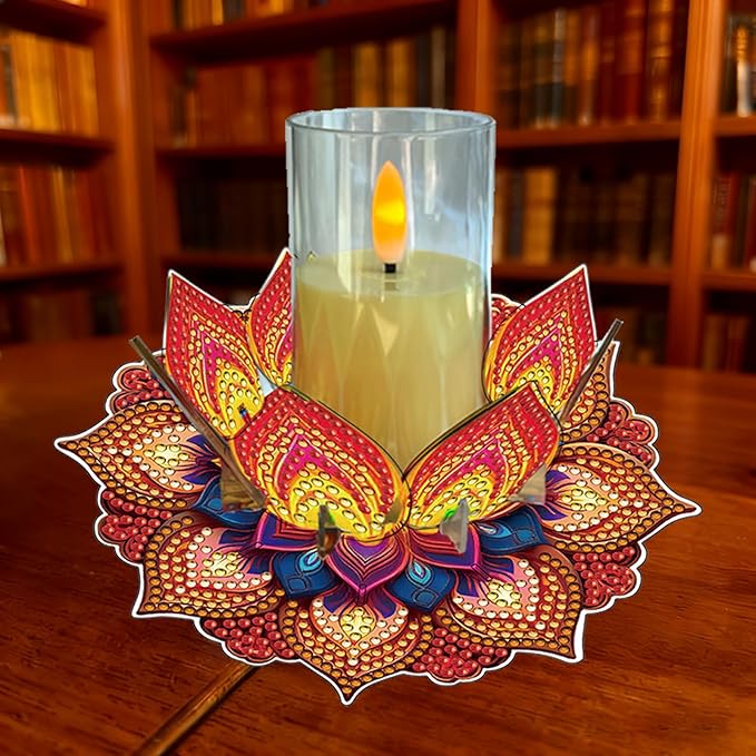5D DIY Diamond Art Painting PVC Flower Candle Holders Tealight/Tea Light/Votive Candle Holder, for Table Centerpiece Home Décor Party Wedding Dinning-Flower-12
