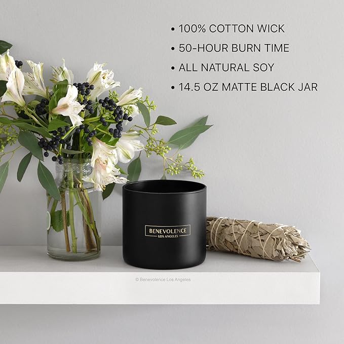 Benevolence LA Pine Wood Scented Candles | 14.5 oz Christmas Candles for Women | 45 Hour Burn Pine Scented Candles for Home | Holiday Candles | Pine Scent Aromatherapy Candles