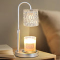 Dreamholder Electric Candle Warmer Lamp with Timer & Dimmer, Adjustable Height Wax Melt Warmer for Jar Candles, Wood Base Candle Melter, Floral Home Decor Gifts for Women, Mom, Silver Glass
