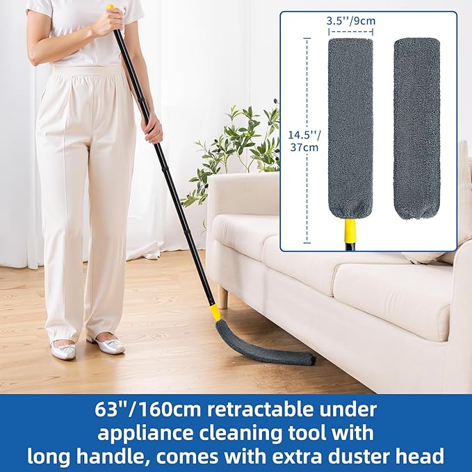 Qaestfy Pack of 2 Microfiber Cleaning Cloths Reusable Pads for QAE041 Under Appliance Cleaning Tool for Cleaning Furniture, Behind, Refrigerator
