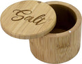 Totally Bamboo Salt Cellar Bamboo Storage Box with Magnetic Swivel Lid, 6 Ounce Capacity, Salt Engraved on Lid