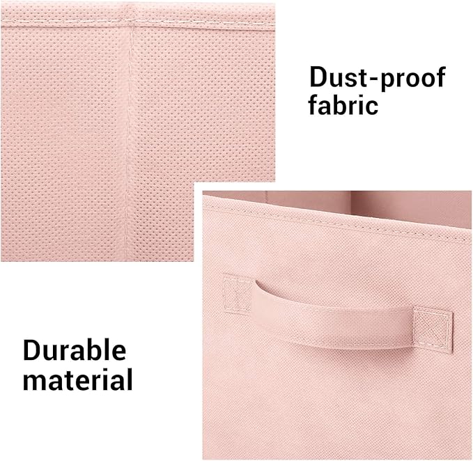 MaidMAX Fabric Storage Bins 10.5×10.5×11, Foldable Cloth Cube Storage Bins for Home Bedroom Closet Drawers Organizer, Pink, Set of 6
