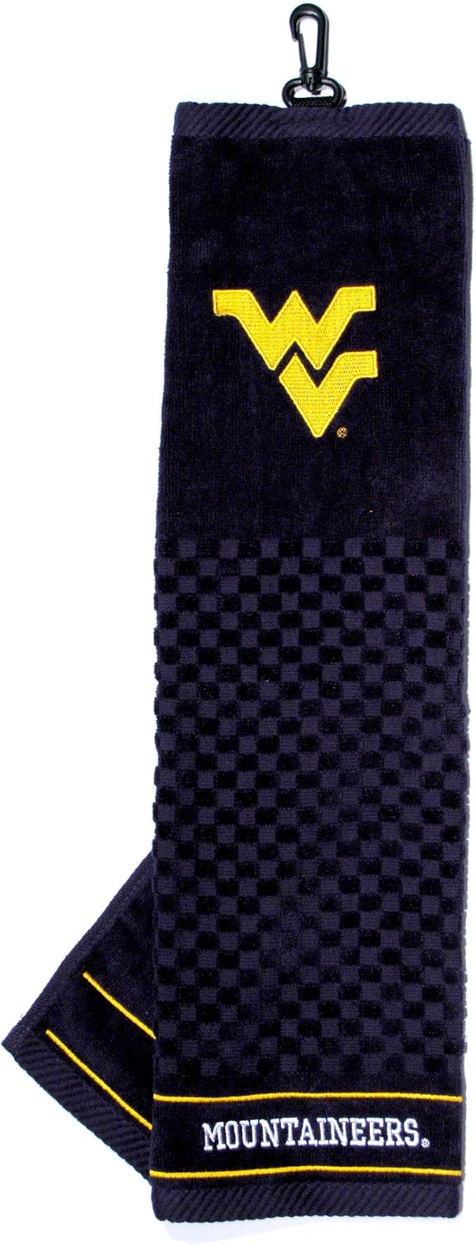 Team Golf NCAA West Virginia Mountaineers Embroidered Golf Towel Embroidered Golf Towel, Checkered Scrubber Design, Embroidered Logo