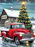 Skyboda Red Truck Diamond Art Kits for Adults Beginners, Christmas Tree Diamond Painting Kits for Adults,5D Full Drill DIY Diamond Dot Gem Art Kit Wall Home Decor Arts Craft 12x16 inch