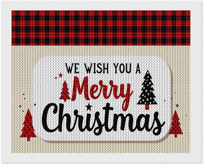 AIVKIEJK Diamond Painting Kits for Adults - Merry Christmas Welcome Painting DIY 5D Full Drill Diamond Dots Paintings with Diamonds Gem Art and Crafts Home Decor 16"x20"