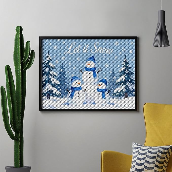 AIVKIEJK Diamond Painting Kits for Adults - Merry Christmas Snowman Winter Painting DIY 5D Full Drill Diamond Dots Paintings with Diamonds Gem Art and Crafts Home Decor 12"x16"
