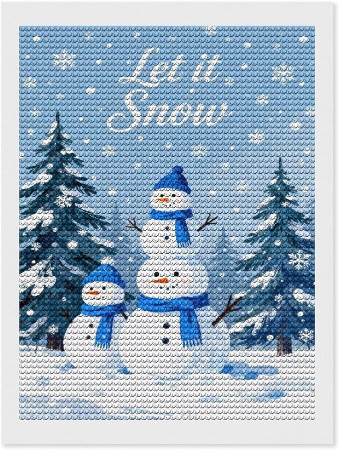 AIVKIEJK Diamond Painting Kits for Adults - Merry Christmas Snowman Winter Painting DIY 5D Full Drill Diamond Dots Paintings with Diamonds Gem Art and Crafts Home Decor 12"x16"