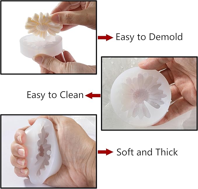 Daisy Flower Silicone Candle Mold, Moldes para Velas for Candles, Handmade Soaps, Bath Bombs, Lotion Bars, Resin Crafts, Concrete Decorations