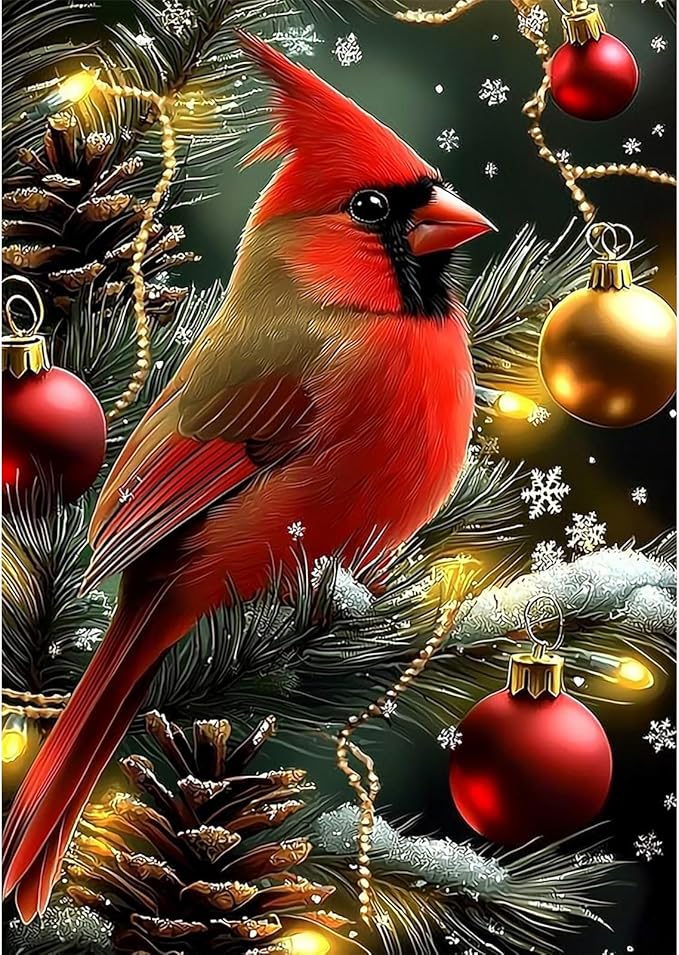 Genius maker Christmas Cardinalk Diamond Painting Kits for Adults, 5D Diamond Art Kits for Adults Beginners, DIY Full Drill Gem Art Diamonds Painting Pictures Crafts Kit for Home Wall Decor 12x16inch
