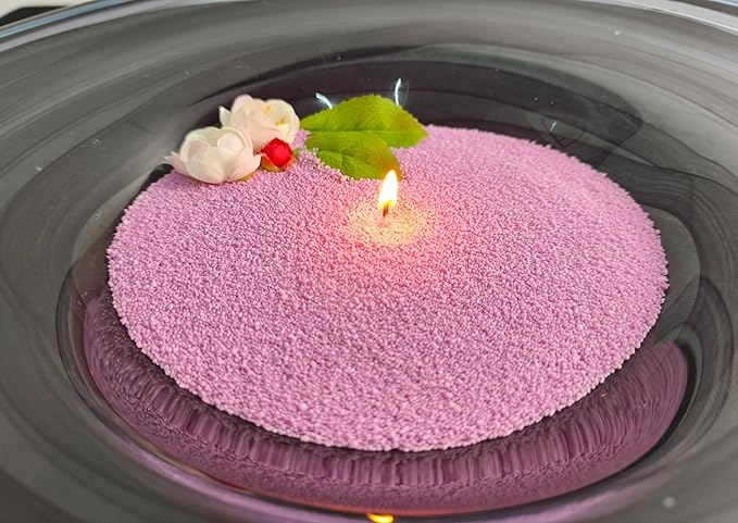 DRMAISON Pearled Candle Wax Sand DIY Kit - 17.6 oz, Light Purple, Non-Toxic&Smoke-Free, Refillable with 30 Wicks, Long-Lasting Flame, Highly Customizable for Wedding, Party&Holiday Decor