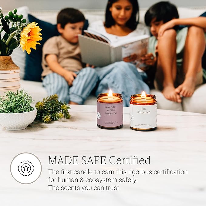 Fontana Candle Co Wood Wick Beeswax Jar Candle, Lavender Vanilla Tangerine – Made Safe with Coconut Oil & Pure Essential Oils – 35+ Hrs Clean Burn, Long Lasting and Non-Toxic Candles for Home & Room