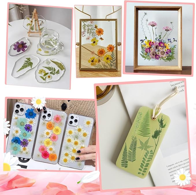 210 Pcs Dried Pressed Flowers for Resin, Dried Pressed Flowers for Crafts, Bulk Natural Dried Flowers Kit with DlY Butterfly Stickers&Tweezers for Resin Molds, Candles, Soap,Jewelry Making, Art Crafts