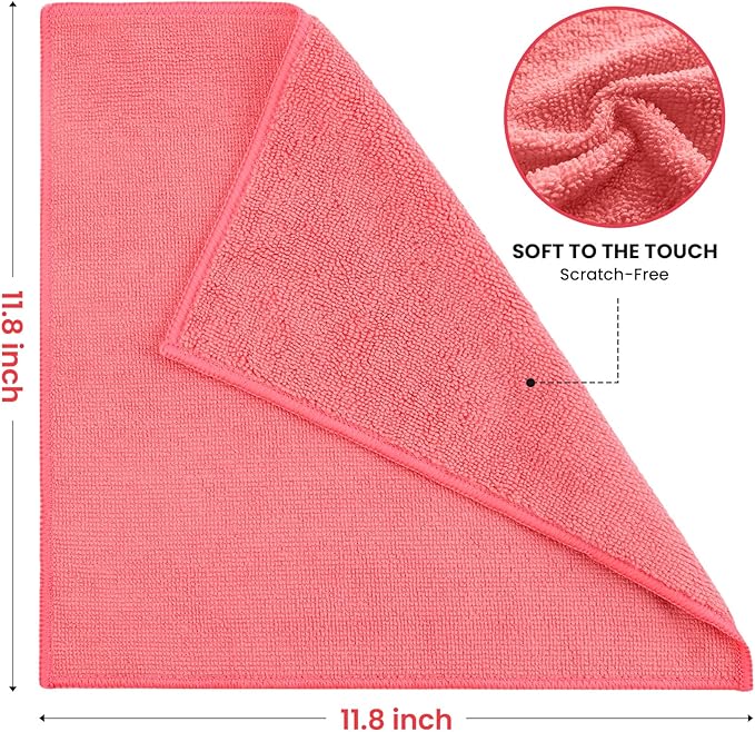 SIFANGKE Microfiber Cleaning Cloth, 34 Pack Assorted Color Cleaning Rags for Housekeeping, Colorful Reusable Microfiber Towels for Car, Kitchen, Bathroom and Household Cleaning Supplies, 11.8"X11.8"
