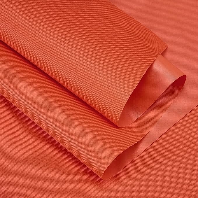 Waterproof Canvas Fabric by The Yard 60" W 600 Denier PVC Backing Water Repellent Polyester Upholster Fabric Material for Indoor Outdoor Marine Awning Tent Craft DIY(2 Yards, Orange)