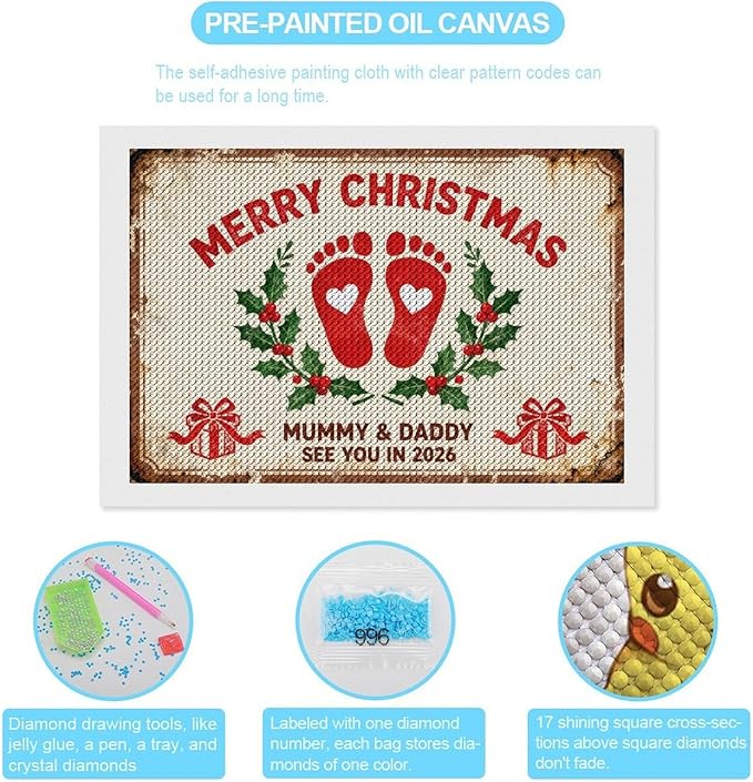 AIVKIEJK Diamond Painting Kits for Adults - Merry Christmas Painting DIY 5D Full Drill Diamond Dots Paintings with Diamonds Gem Art and Crafts Home Decor 8"x12"