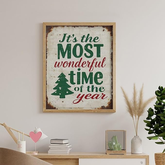 Diamond Painting Kits for Adults - Humorous Quote & Christmas Tree Most Wonderful Time of The Year Painting DIY 5D Full Drill Diamond Dots Paintings with Diamonds Gem Art And Crafts Home Decor 16"x20"