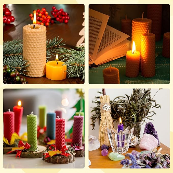 Beeswax Candle Making Kit for Kids - 24Pcs Beeswax Sheets for DIY Candle Making Rolling Kits, DIY Art Craft Gift Kit for Boys and Girls, with 6 Safe Wax Cutter Tools, Vibrant Colors