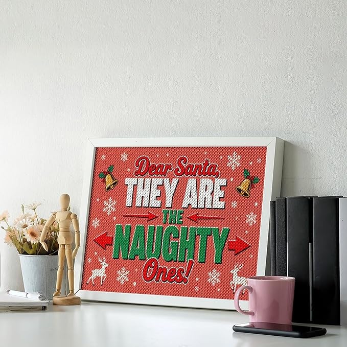 AIVKIEJK Diamond Painting Kits for Adults - Christmas Dear Santa, They are The Naughty Ones Painting DIY 5D Full Drill Diamond Dots Paintings with Diamonds Gem Art and Crafts Home Decor 12"x16"