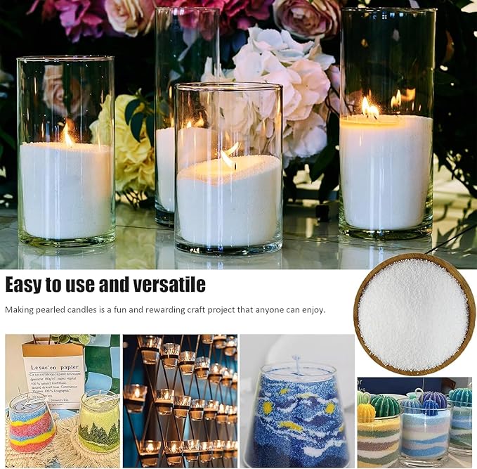 Blingfun 5 Color DIY Sand Wax Candle Making Kit – Refillable Pearled Wax with Candle Wicks, Scented Candle Supplies for Halloween, Christmas, Wedding, Home Decor (Sand Candle Craft Kit)