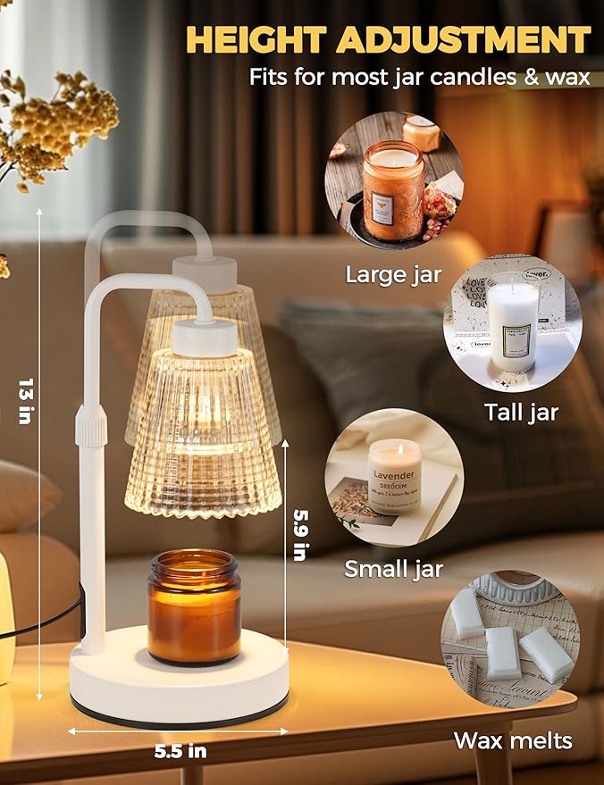 GODONLIF Candle Warmer Lamp with Timer Dimmable, Birthday Gifts for Women Mom, House Warming Gifts New Home Decor, Wax Melt Warmer for Jar Candles with 2 Bulbs