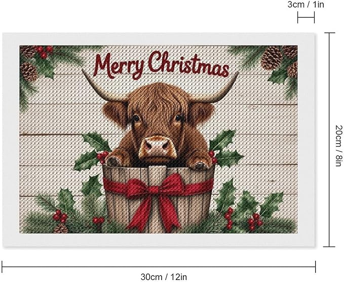 AIVKIEJK Diamond Painting Kits for Adults - Highland Cow Merry Christmas Painting DIY 5D Full Drill Diamond Dots Paintings with Diamonds Gem Art and Crafts Home Decor 8"x12"